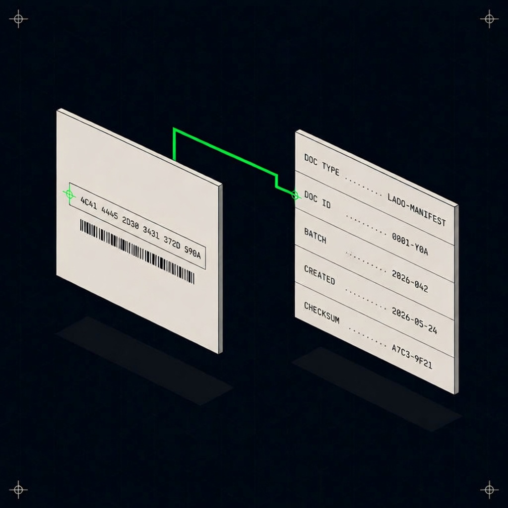 Two barcoded LADO ledger documents
