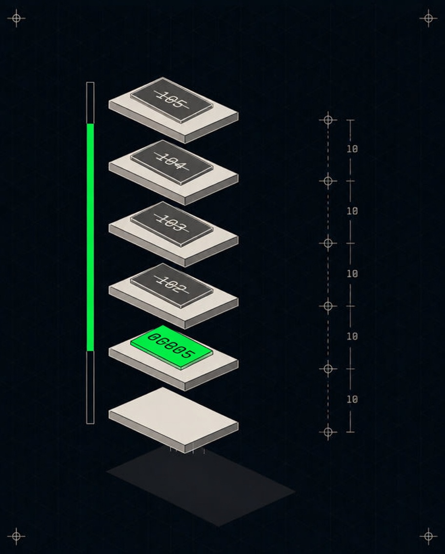 Vertical stack of descending price plates